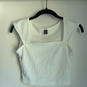 SHEIN Textured White Crop Top